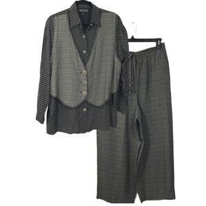 Vintage High Waist Wide Leg Pants 2 Piece Set, Karen Kane